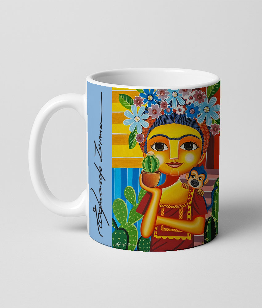 Caneca Frida Kahlo e o macaquinho