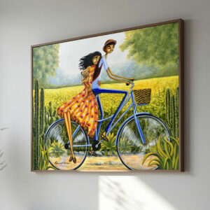 Pedalando entre flores amarelas